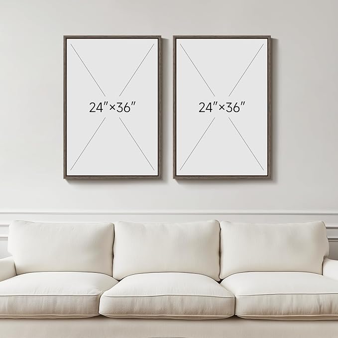 Framed Boho Animal Wall art for Nursery Decor, 2 Piece Rustic Bird Bear Canvas