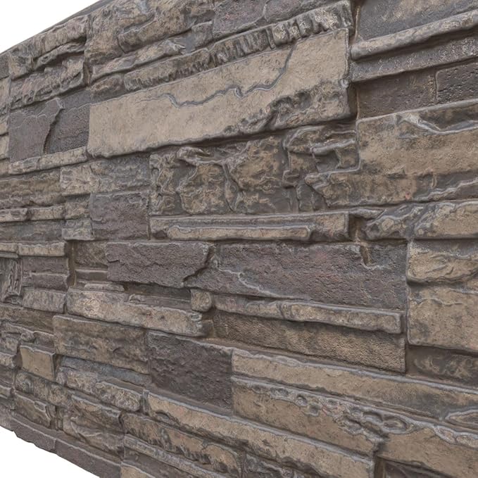 EverStone Cascade Faux Stone Panel, 48 5/8"W x 24 3/4"H x 1 1/4"D, Cascade