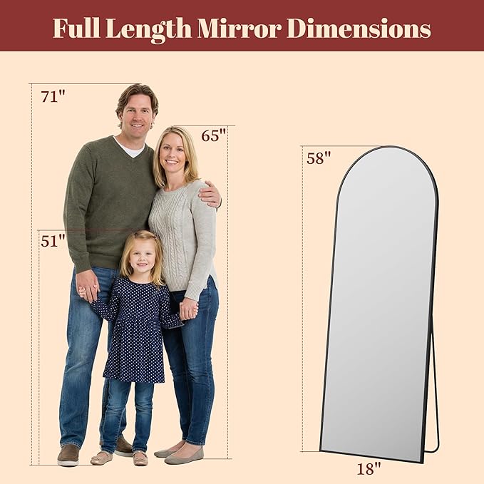Suidia 58"x18" Arched Full Length Mirror