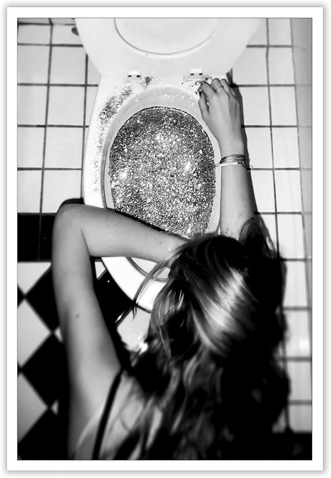 Liyark Funny Bathroom Wall Art Black and White posters Bar Disco Party prints