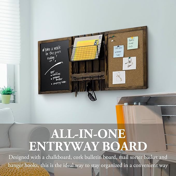 MyGift 3 Panel Wall Mounted Entryway Bulletin Board Combo Set