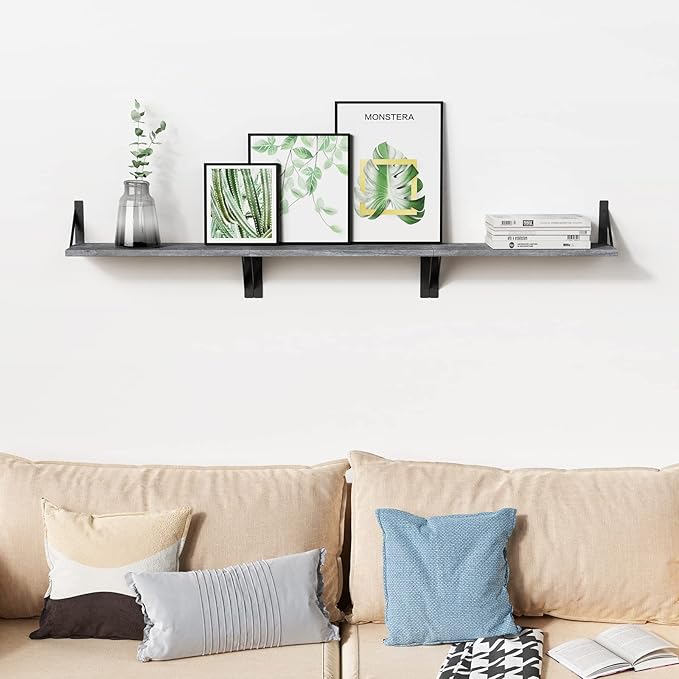Forbena Grey Floating Shelves for Wall Decor Set of 3, Floating Book Shelves