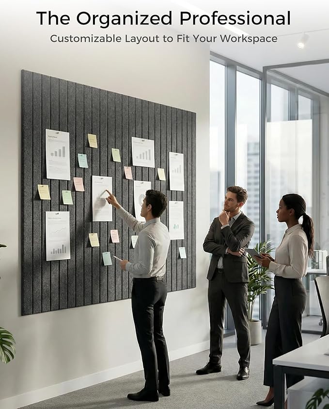 Aothia 12-Pack Felt Bulletin Board Tiles 48"x36", Modular Pin Board