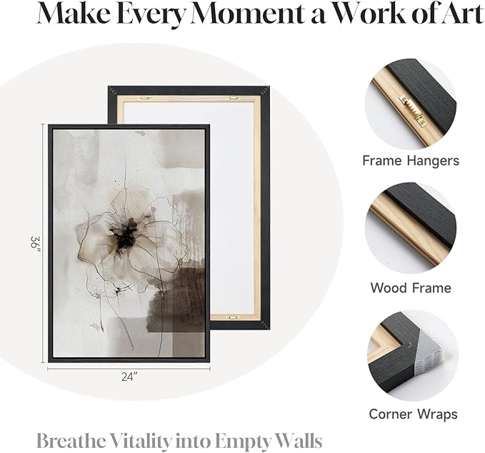 Framed Neutral Abstract Floral Wall Art