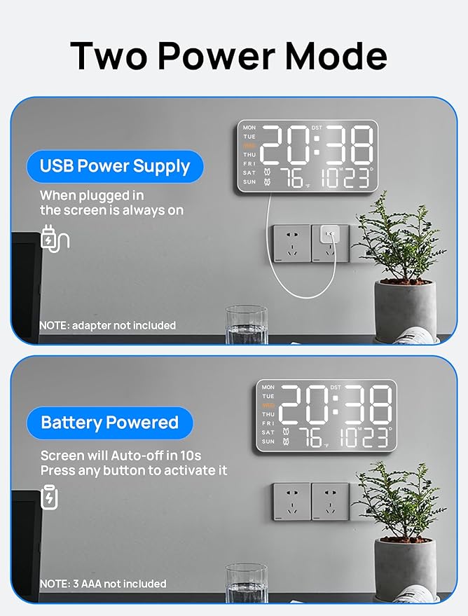 MASHI 8.4''Large Digital Wall Clock, Led Alarm Clock