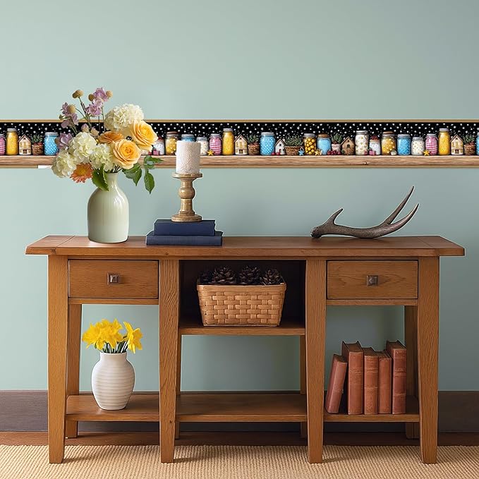 Mason Jar Wallpaper Border 196x4 Inch Removable Wall Border Peel and Stick