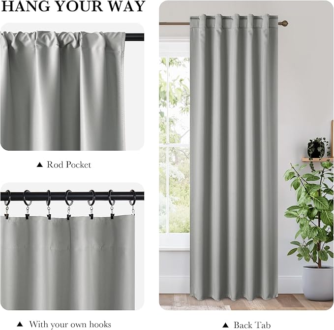 RYB HOME 100% Blackout Basement Curtains 36 inches Long, Heat & UV Blocking