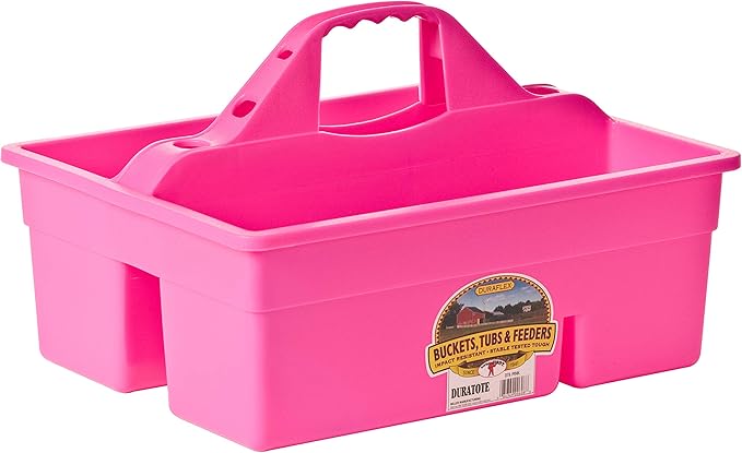 Little GiantÂ® Plastic DuraTote | Horse Grooming DuraTote | Durable Tote Box Organizer with Easy Grip Handle | Extra Thick Sidewalls | Hot Pink