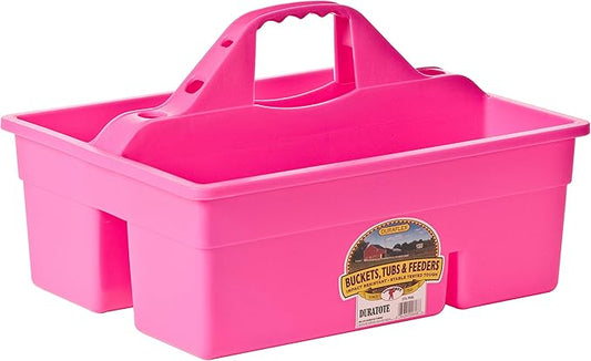 Little GiantÂ® Plastic DuraTote | Horse Grooming DuraTote | Durable Tote Box Organizer with Easy Grip Handle | Extra Thick Sidewalls | Hot Pink