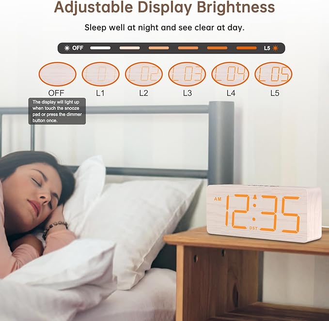DreamSky Wooden Digital Alarm Clock