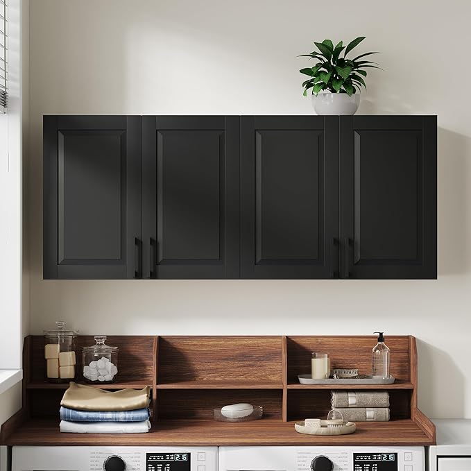 ChooChoo Laundry Room Cabinets, 4 Doors Wall Mounted Storage Cabinet, Kitchen