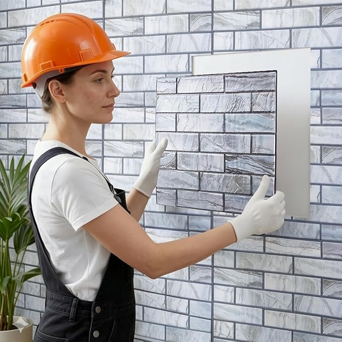 12PCS 3D Wall Panels Peel and Stick Foam Faux Brick Wall Panels, Self-Adhesive