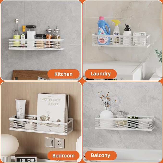 Spice Rack Wall Mount, 4 Pack Wall Spice Rack & Hanging Storage Baskets