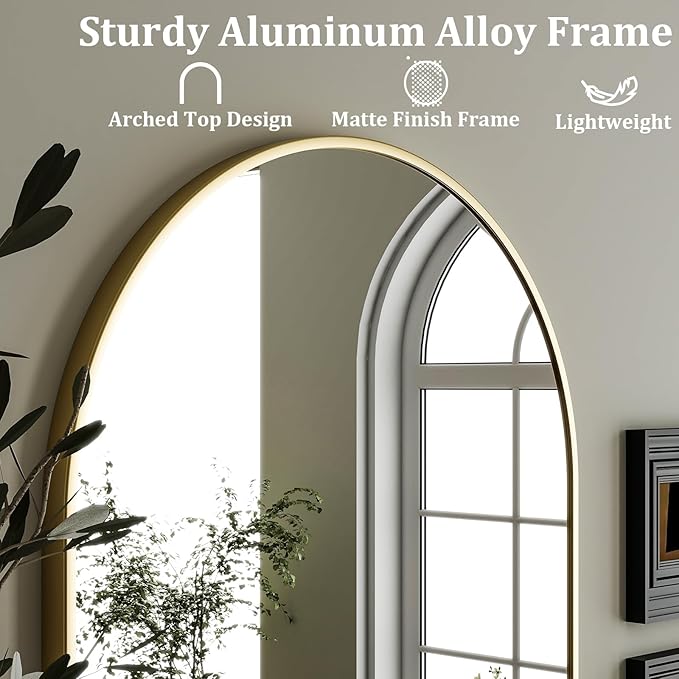 HARRITPURE Arched Wall Mirror – 24"x36" Arch Bathroom Mirror, Living Room Home