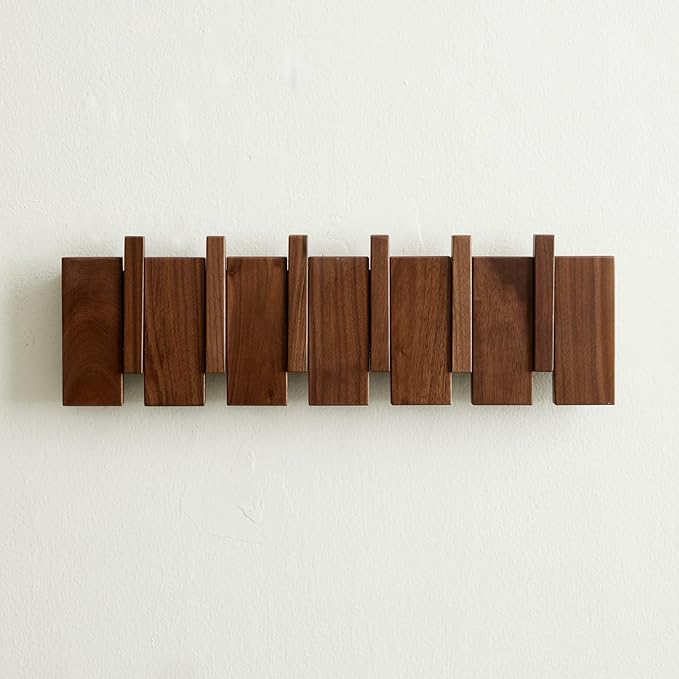 QUELLANCE Wood Coat Rack Wall Mount, Coat Hooks Hanger Wall Mounted, Heavy Duty