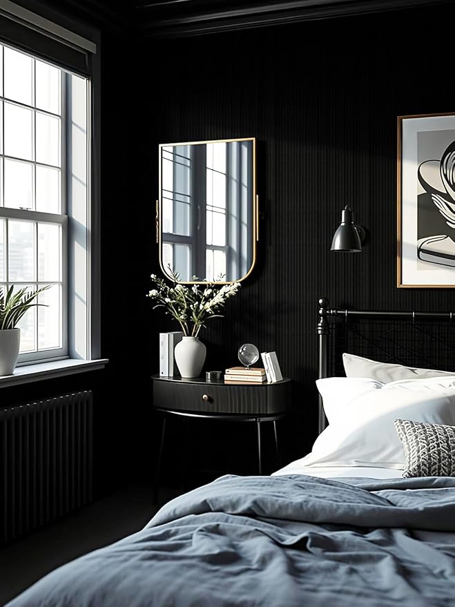 Orainege Black Wallpaper Peel and Stick Wallpaper 15.7"x196.8" Textured Contact