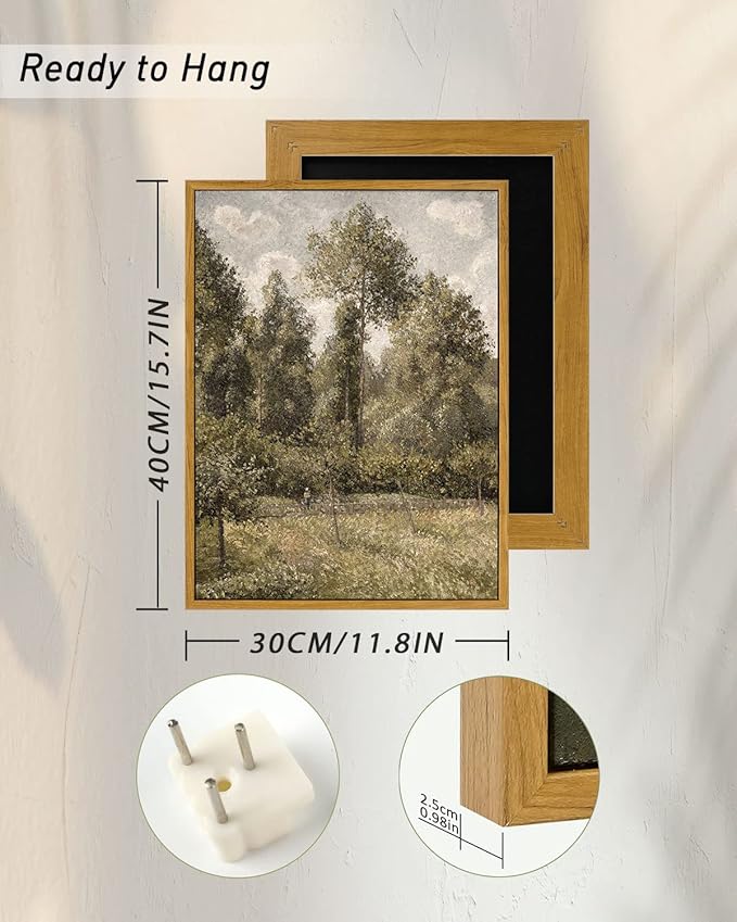 InSimSea Framed Canvas Prints Art Vintage Decor, Room Decor Classical Artwork Poplars Camille Pissarro, Retro Wall Art Paintings Kitchen Bathroom Office Farmhouse Wall Decorations, 12"x16"