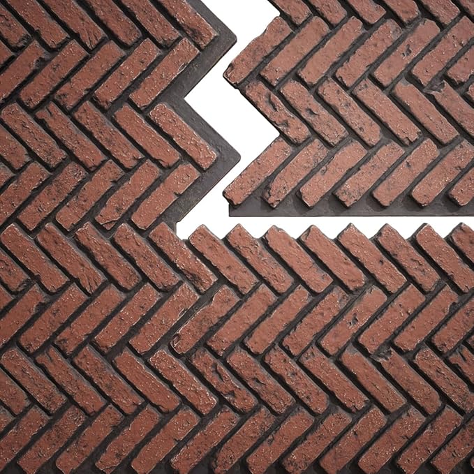 EverStone Herringbone Faux Brick Panel, 46 1/2"W x 25 1/4"H x 1"D, Heath Color
