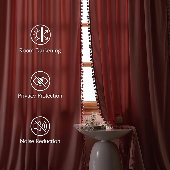 NICETOWN Blush Pink Velvet Curtains 84" Long