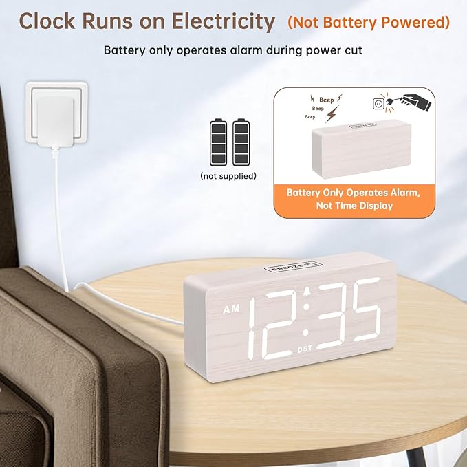 DreamSky Wooden Digital Alarm Clock