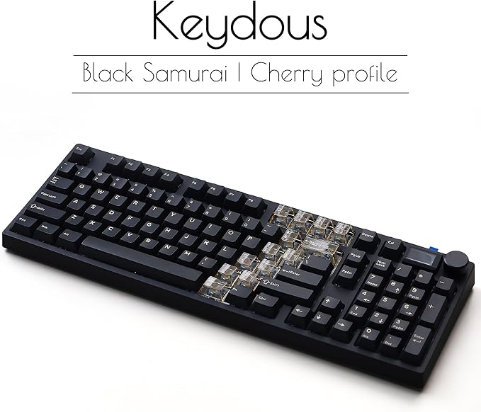NJ98 Wireless Custom Mechanical Keyboard with Screen Knob 96% Hot Swappable RGB Keyboard Mac Windows (Black Samurai, Brass Plate-G Milky Yellow Pro)