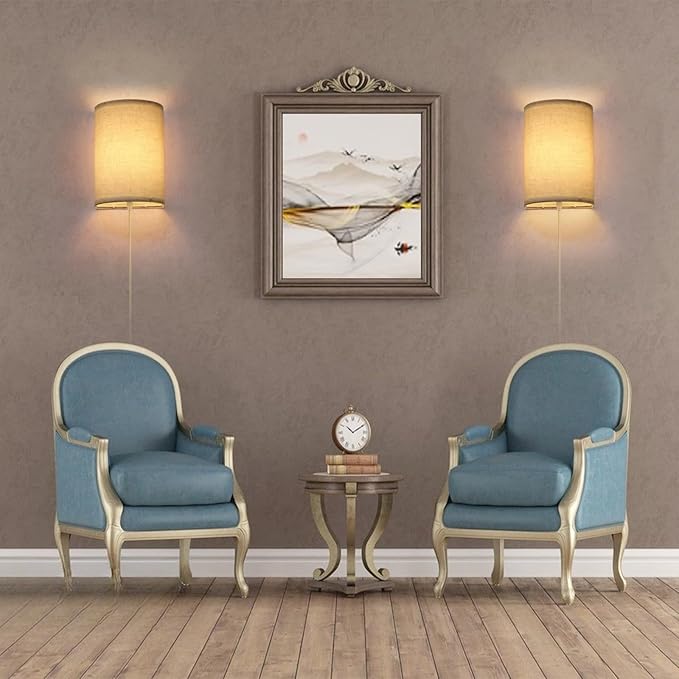 FINCMY Wall Sconce Light Plug in, Dimmable Sconces Wall Decor Set of 2
