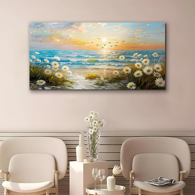 SERIMINO Large Canvas Wall Art Prints, Ocean Sunset Landscape Canvas Prints
