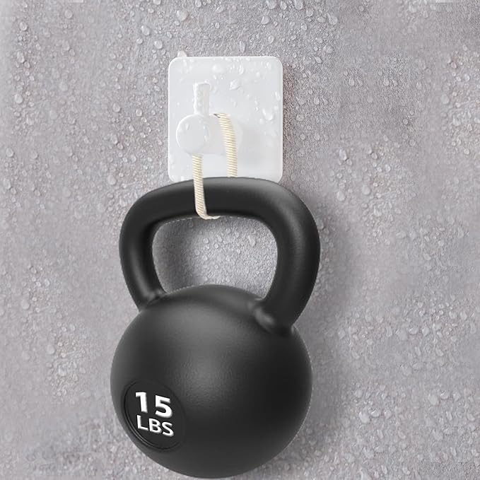 Fotosnow White Adhesive Towel Hooks: 15LB Heavy Duty Wall Hooks Stick on Shower