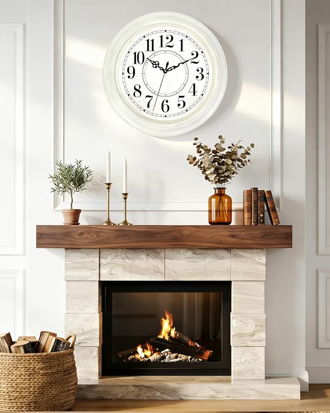 Vintage Wall Clock 16 Inch Quartz Silent Non-Ticking Analog Clock Battery