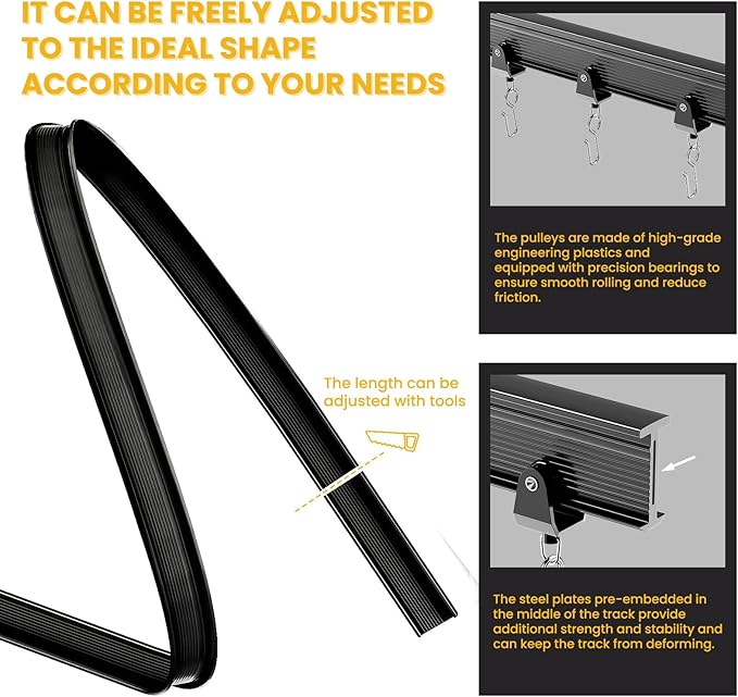 Room Divider Curtain Sets with Flexible Ceiling Track, Privacy Soundproof