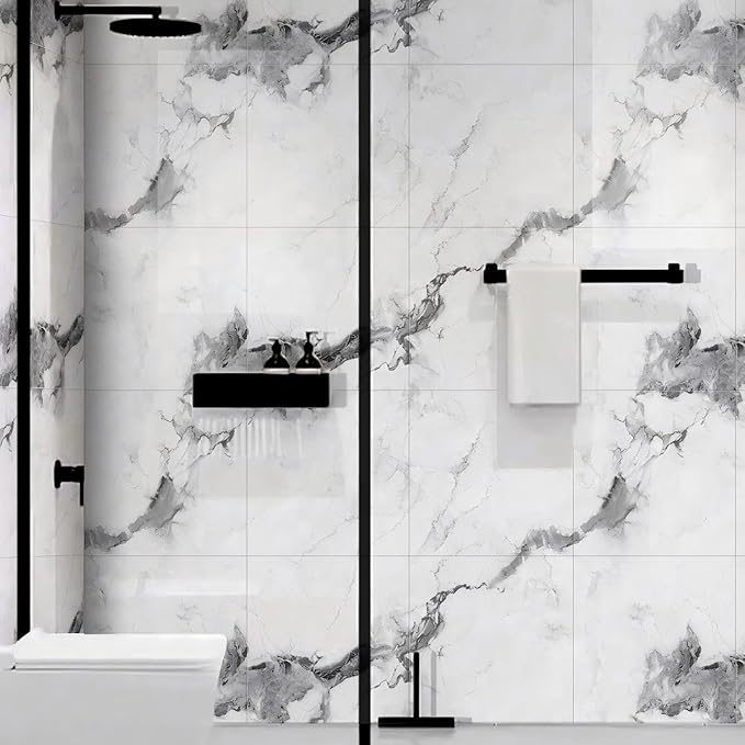 Chejiaye 22pcs Marble Peel and Stick Backsplash Waterproof Washroom Wall Panels