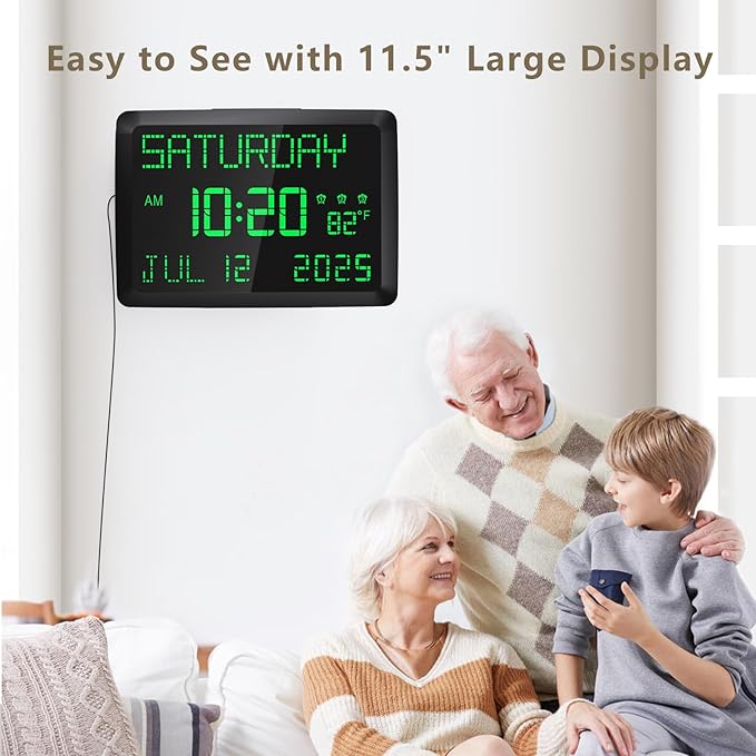 Raynic Day Clock, 11.5" Large Display Calendar Clock