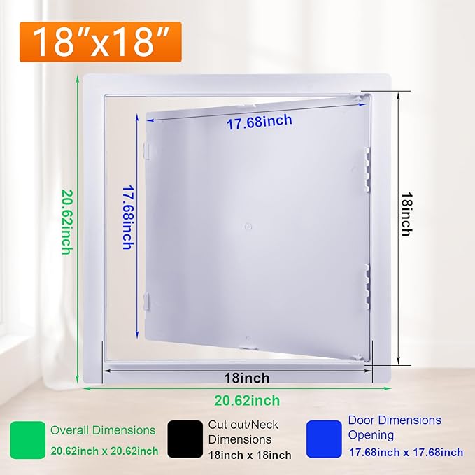 Suteck 18 x 18 Inch White Access Doors, Reinforced Hinged Access Panel