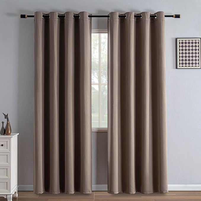 IGEMAEVE Blackout Curtains 84 Inch Length 2 Panels Set, Grommet Energy Saving