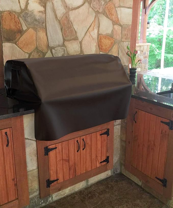 SHINESTAR 38 Inch Built-in Grill Cover for DCS, 600D Heavy Duty Waterproof Island Grill Top Cover with Vents & Click-Close Straps, Windproof BBQ Cover for Jenn-Air, KitchenAid, and Lynx