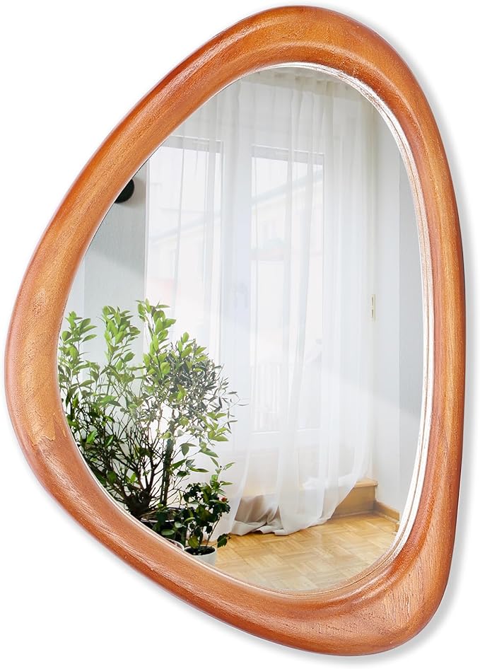 MAGFLERUM Irregular Wall Mirror, 15 * 10 inch Asymmetrical Wood Mirrors