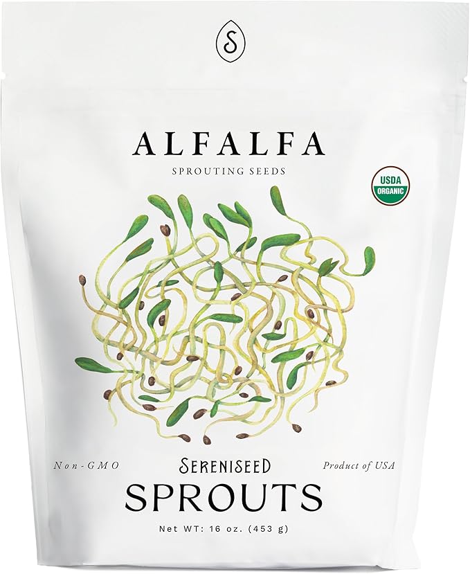 Organic Alfalfa Sprout Seeds (16 oz) â Non-GMO, Heirloom Seeds for Sprouting and Microgreens