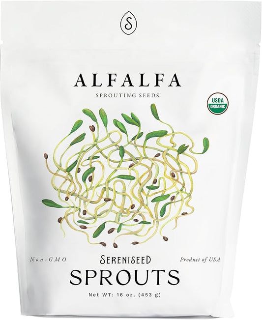 Organic Alfalfa Sprout Seeds (16 oz) â Non-GMO, Heirloom Seeds for Sprouting and Microgreens