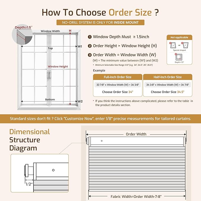 Grandekor No Drill No Tools Cordless Cellular Shades, UV Protection Privacy No