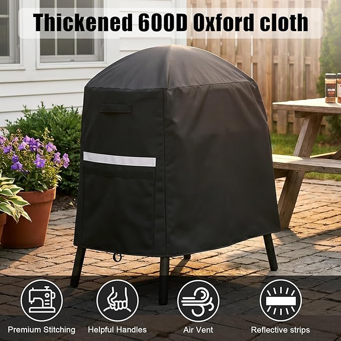 QuliMetal 7113 Grill Cover for Weber Q100 Q120 Q1000 Q1200 Q200 Q220 Q2000 Q2200 Q2400 Q2800N+ Series Gas Grills, Heavy Duty BBQ Gas Grill Cover, 600D