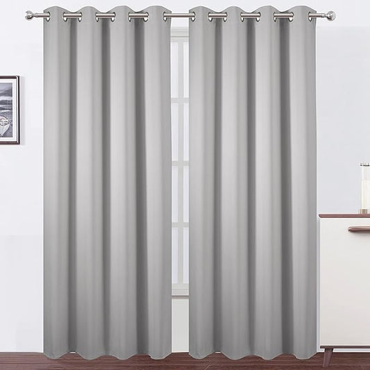 LEMOMO Blackout Curtains 52 x 108 inch/Light Grey Curtains Set of 2