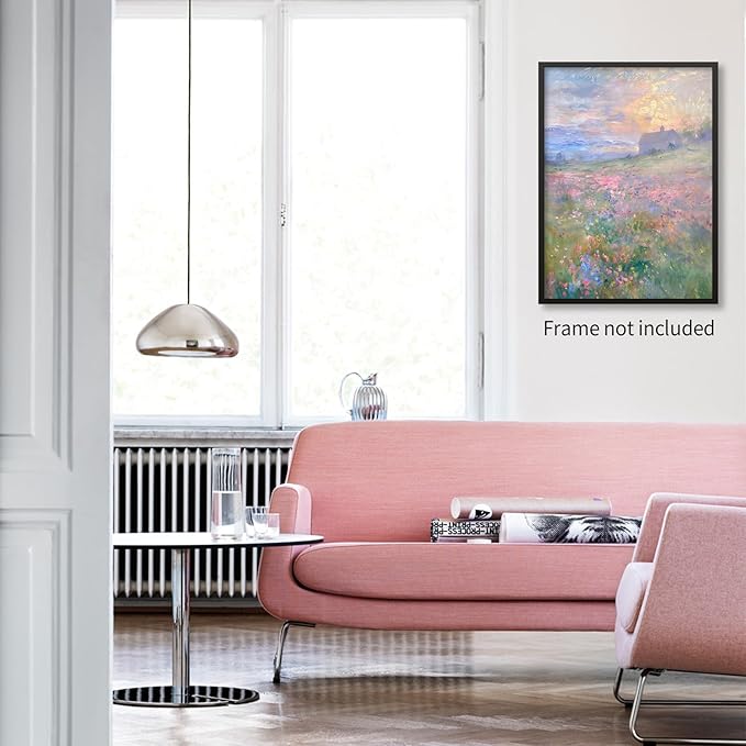 rumlud Pastel Nature Floral Poster Vintage French Country Landscape Wall Art