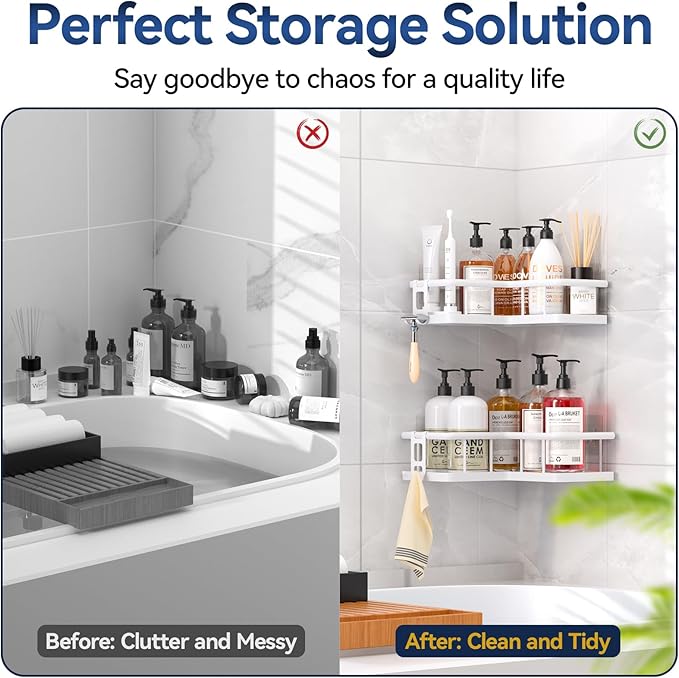 YASONIC Shower Caddy Corner, No Drilling Shower Organizer Corner