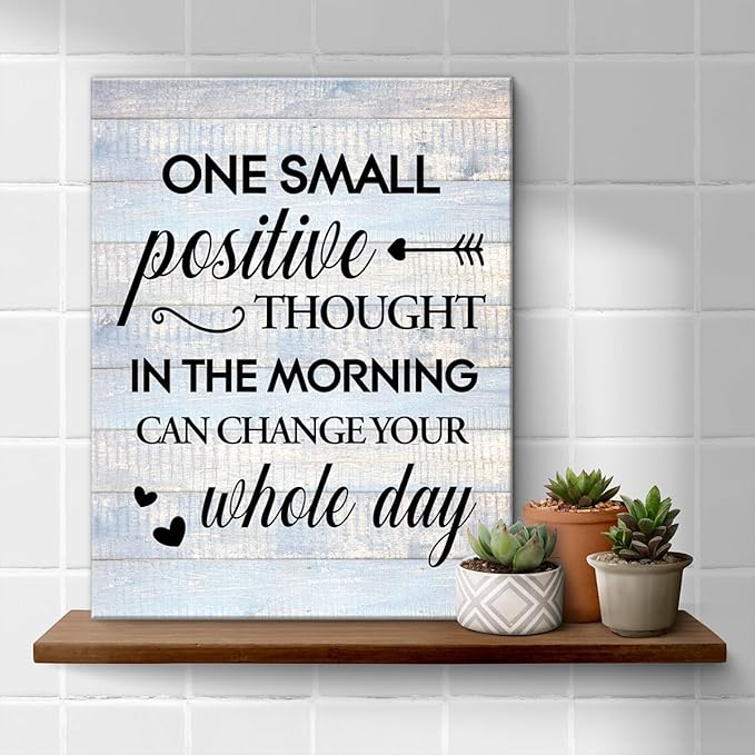 Inspirational Farmhouse Canvas Print Wall Art Decor One Small Positive Thought
