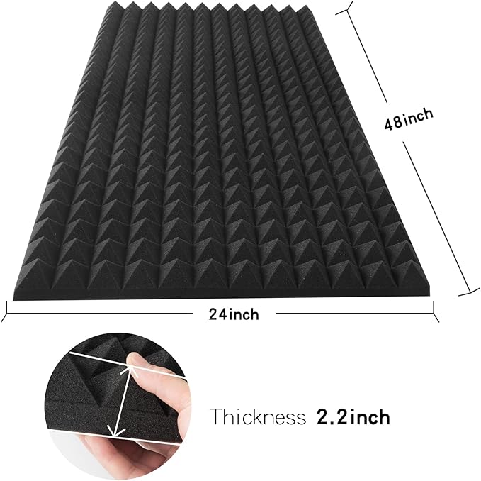 4 Pack Black Acoustic Foam Panels, High Density Soundproof Wall Panels