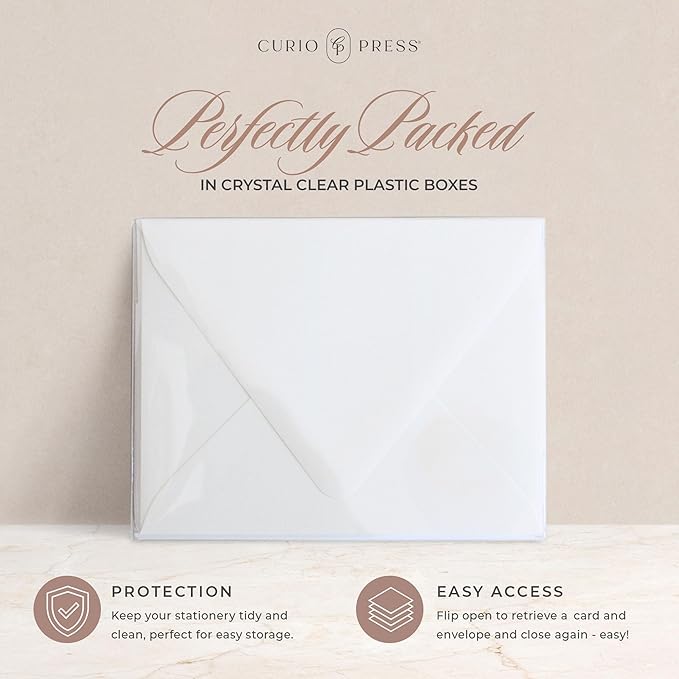 Curio Press Personalized Stationery for Women & Men - A2 Folded Note Cards with Monogram and Name, Fold Over Monogrammed Stationery Thank You Cards with Custom Notecards - Delicate Mono Fold