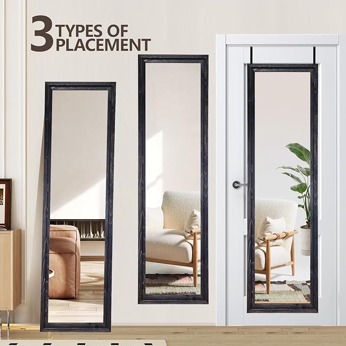 50"x16" Door Mirror, Rustic Full Length Mirror, Over The Door Hanging Mirrors