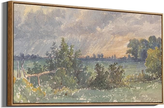 InSimSea Extra Large Framed Vintage Wall Art, Living Room Country Farmhouse Decor, Watercolor Cloud under Sky Landscape Canvas Prints, Scenery Long Picture for Bedroom Above of Bed,20x40inch