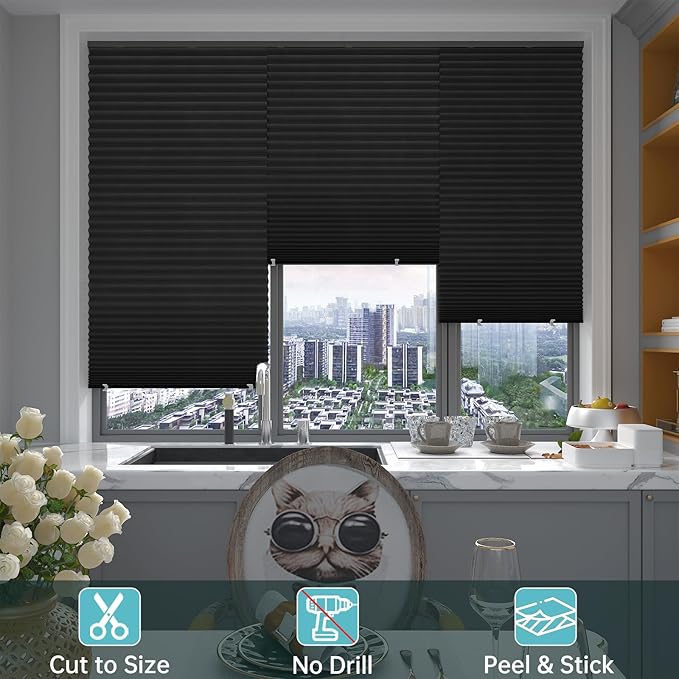 Changshade 6 Pack Temporary Shades, Pleated Paper Blinds