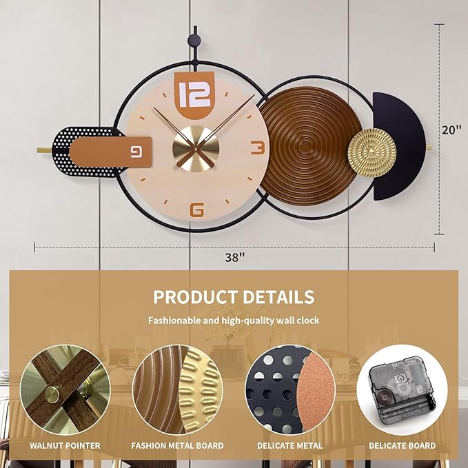 38x20 Inch Large Modern Wall Clock